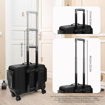 Rolling Makeup Train Case with Large Makeup Case，Professional Makeup Artist - Image 4