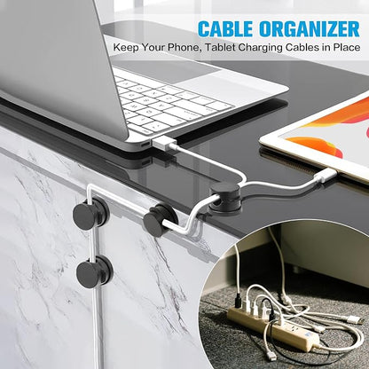 6PC Cord Organizer Holder, 360° Rotatable Spring Cable Clips, Strong Adhesive - Image 3