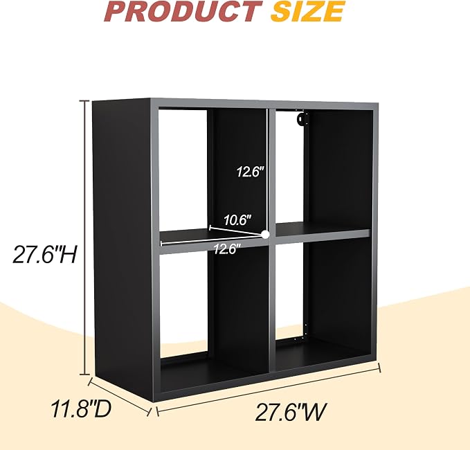 4 Cube Storage Organizer, Metal Cubby Storage Shelf, Small Box Bookshelf - Image 2