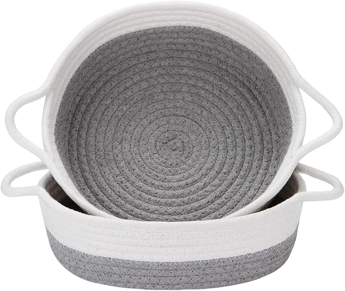 Sea Team 2-Pack Cotton Rope Baskets, 10 x 3 Inches Small Woven Storage Basket by SeaTeam