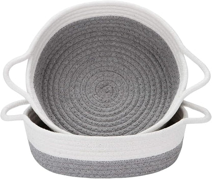 Sea Team 2-Pack Cotton Rope Baskets, 10 x 3 Inches Small Woven Storage Basket by SeaTeam
