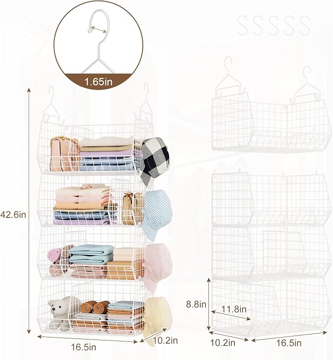 4 Tier Extra Large Hanging Closet Organizer, Closet Organizer Hanging - Image 3