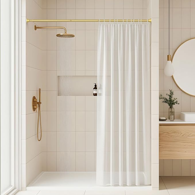 Tension Curtain Rod 30-64 Inch Curtain Rods No Drilling Gold Tension Spring Rod - Image 4