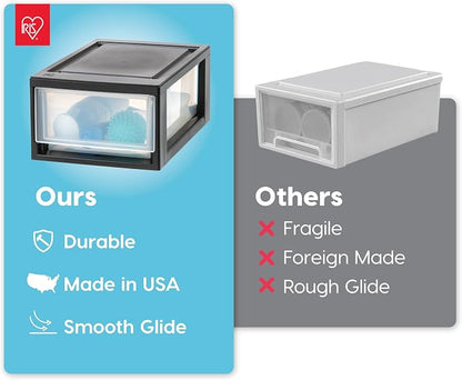 IRIS USA 6 Qt. Plastic Drawer Storage Organizer Stacking Drawers, Stackable Unit - Image 4