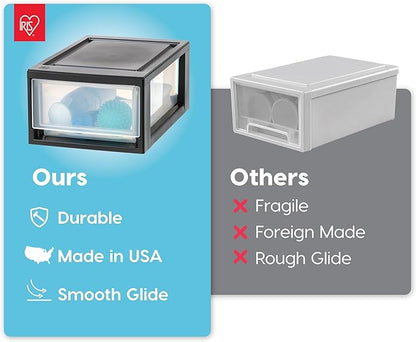 IRIS USA 6 Qt. Plastic Drawer Storage Organizer Stacking Drawers, Stackable Unit - Image 6