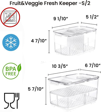 vacane Produce Saver with Lids, 2 Piece Fruit Vegetable Storage Container with - Image 6
