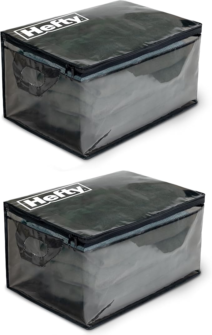 Hefty Large Flexible Tote with Breathable Mesh, Double Zipper, 2 Handles – Ideal by Hefty