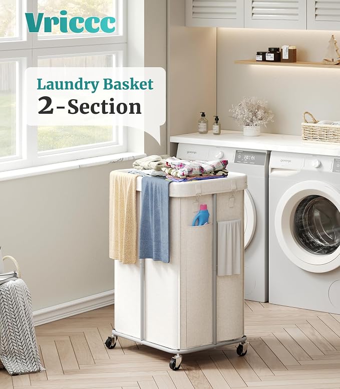 155L Laundry Hamper with Wheels, Rolling Laundry Basket with Metal Frame and - Image 5