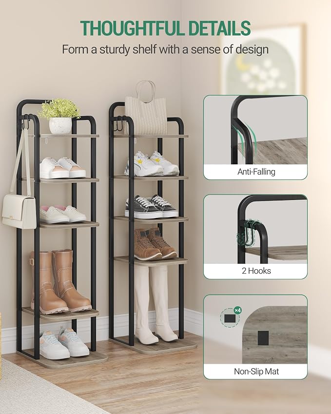 Hzuaneri 6 Tiers Vertical Shoe Rack, Narrow Shoe Tower, Tall Shoes Shelf - Image 3