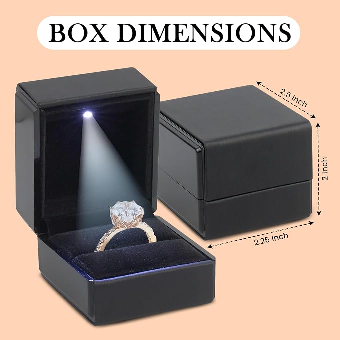 Novel Box Square Shaped Black Ring Box - Image 2