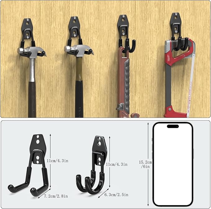 3-H Heavy Duty Garage Hooks 10 Pack, Garage Wall Hooks - Image 2