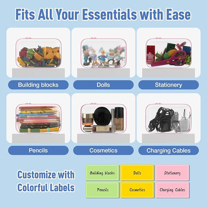 2Pcs Clear Zipper Hard Pouches Hard Shell Zipper Case, BIiss Plastic Bins - Image 4
