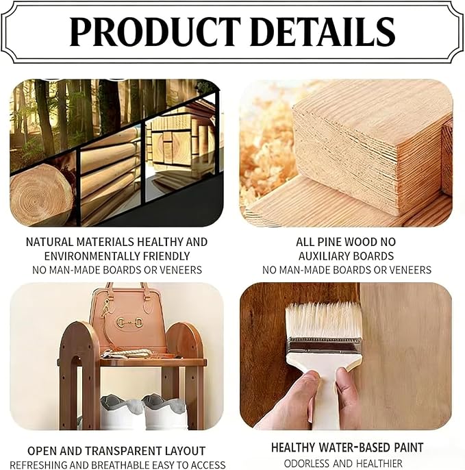 43.7" Wooden Shoe Rack - Image 3