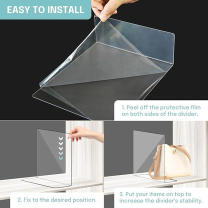 OKPOW Acrylic Shelf Dividers for Closet Organization: 4 Pack Durable Clear - Image 6