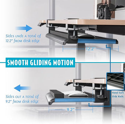 EHO Large Ergonomic C-Clamp Keyboard Tray Mount Under Desk - Image 3