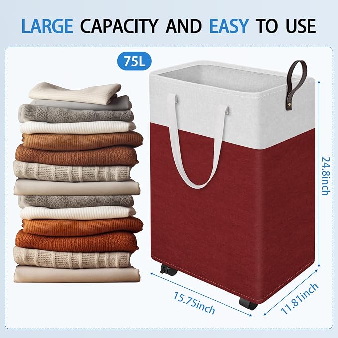 HomeHacks 75L Rolling Laundry Basket - Image 2