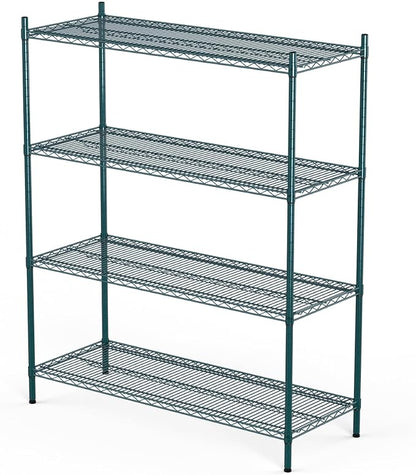 APLSS NSF 4-Tier Green-Epoxy Storage Shelves, Moist&Dry Environments, by HECMAC