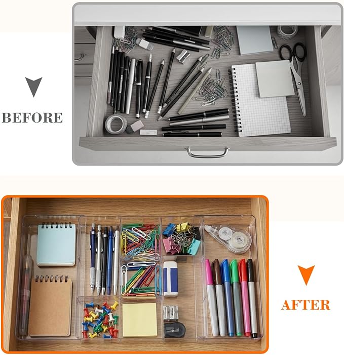 Briwooody 1 Pcs Large Expandable Acrylic Drawer Organizers, Grid Adjustable - Image 5