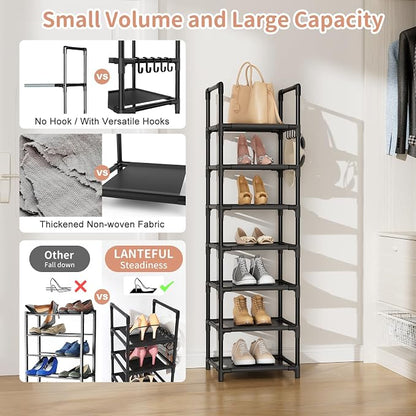 LANTEFUL Tall Shoe Rack 7 Tier Narrow Shoe Shelf Storage - Image 6