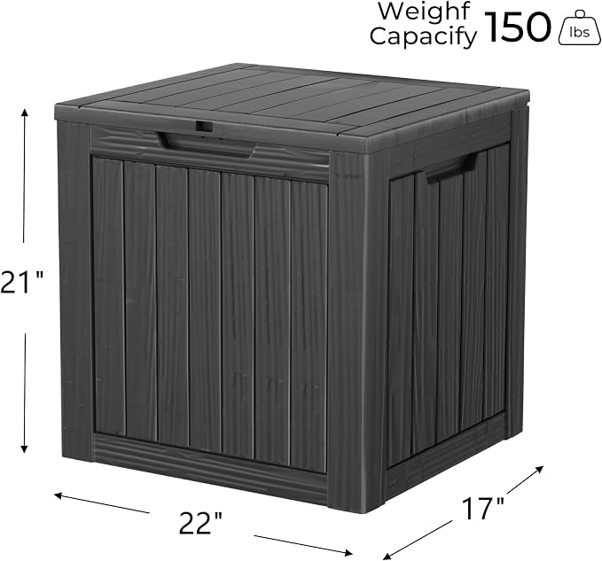 35 Gallon Resin Deck Box, Waterproof Outdoor Storage Bin - Image 2