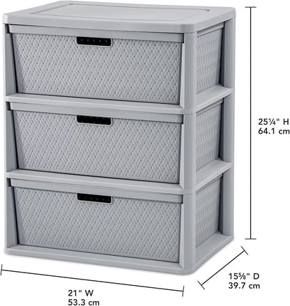 3 Drawer Wide Tower Plastic Storage Organizer - Image 3