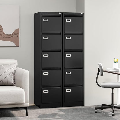 5-Drawer File Cabinet, 16.3" Deep Vertical Metal Filing Cabinet - Image 7