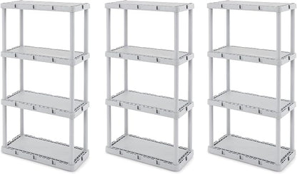 Gracious Living 3 Pack Light Duty Storage Shelves, Knect-A-Shelf 4-Shelf Solid by GraciousLiving