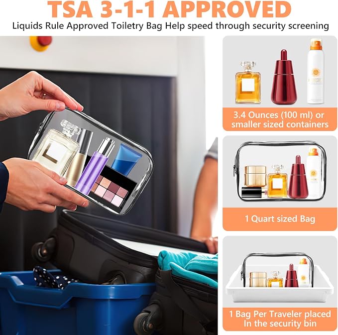 AURUZA Clear Makeup Bag, Portable Travel Toiletry Bags - Image 3