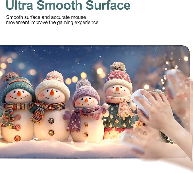 Six Snowmen Gaming Mouse Pad 35.4"x15.7"Desk Mat Anti-Slip Rubber Base & - Image 5