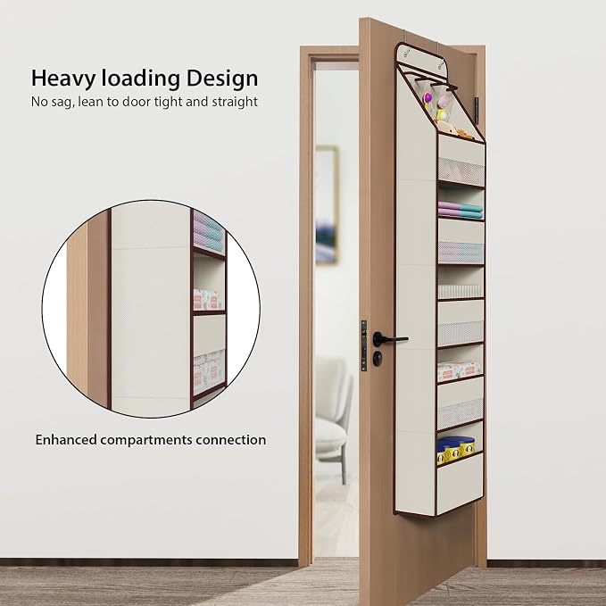 Univivi 6-Shelf Over Door Hanging Organizer Fabric Baby Door Storage - Image 2