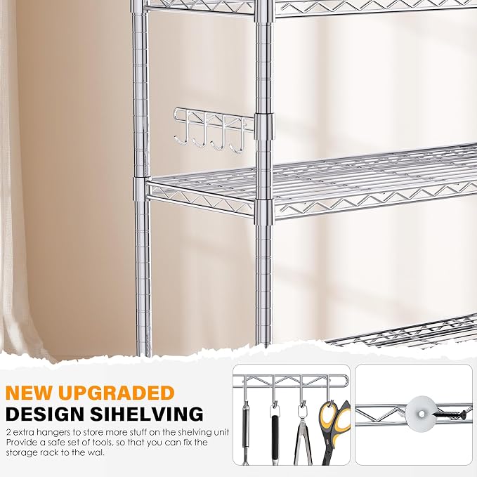 YNN Storage Shelves, 6000Lbs 6 Tier Heavy Duty Metal Rolling Shelving Unit - Image 6