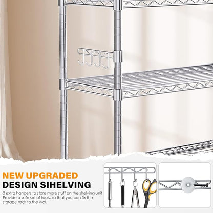 YNN Storage Shelves, 6000Lbs 6 Tier Heavy Duty Metal Rolling Shelving Unit - Image 6