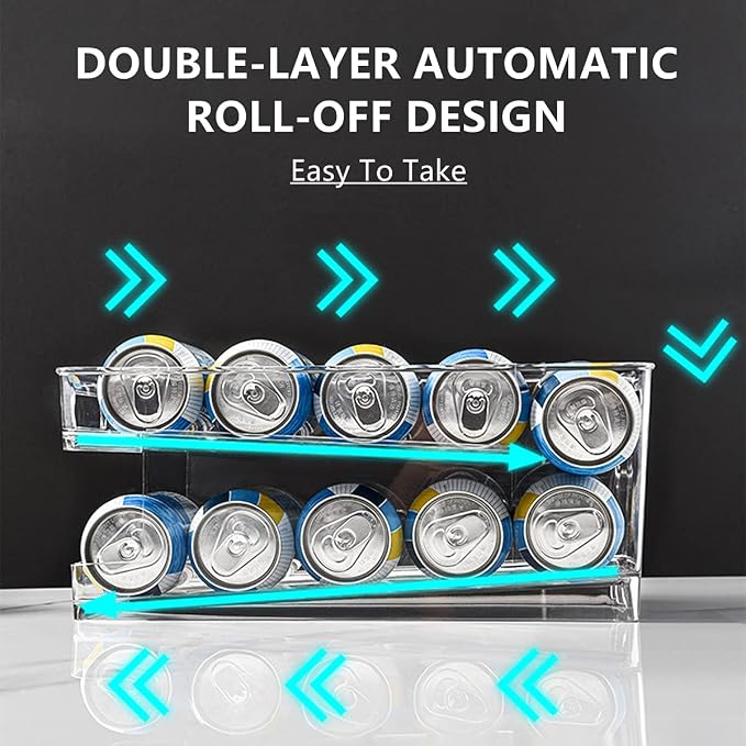 Xicennego Upgrade Double-Layer Rolling Beverage Soda Can Storage Organizer - Image 3