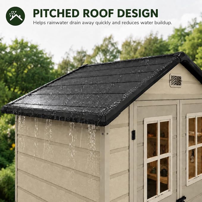 DWVO 6x4.4 FT Outdoor Storage Shed, Plastic Garden Tool Shed - Image 5