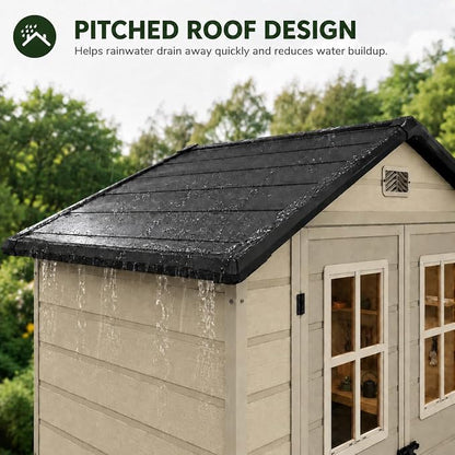 DWVO 6x4.4 FT Outdoor Storage Shed, Plastic Garden Tool Shed - Image 5