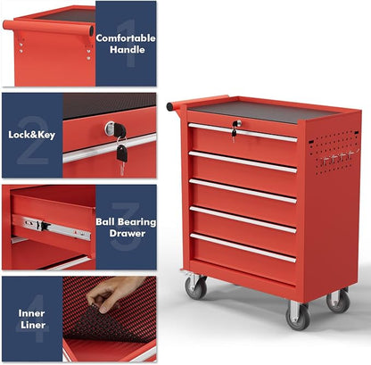 5-Drawer Tool Chest, Rolling Tool Cart - Image 4