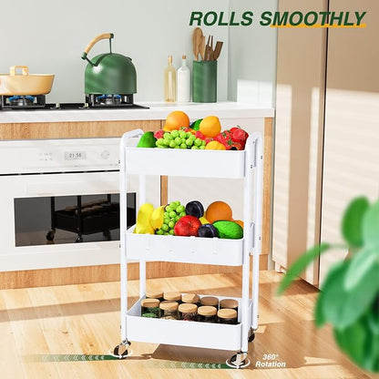 LEHOM 3 Tier Rolling Utility Cart, Metal Trolley Cart - Image 4
