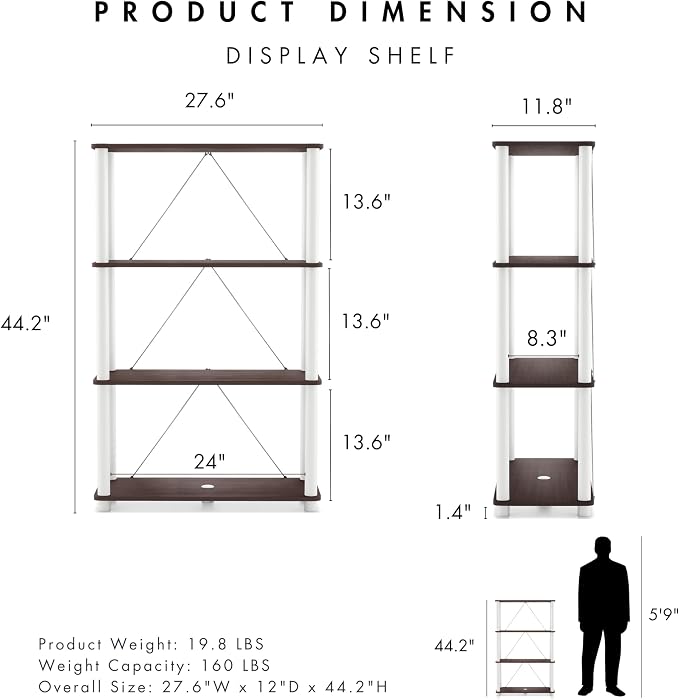 Homes: Inside + Out Apexa Modern 4-Tier Wide Shelving Units, Collectibles - Image 3
