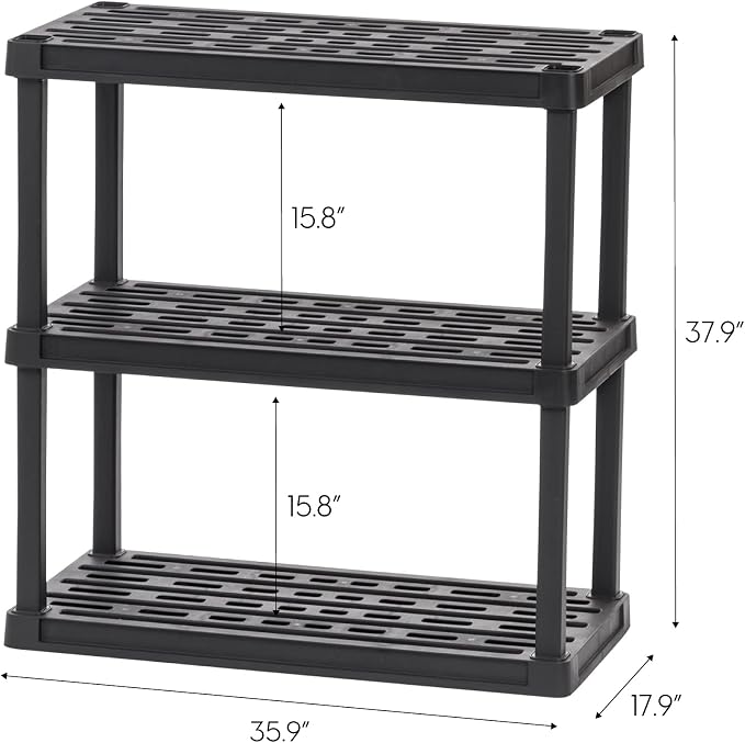 IRIS USA 3-Shelf Heavy Duty Plastic Storage Shelves, 450lb Capacity, Large - Image 3