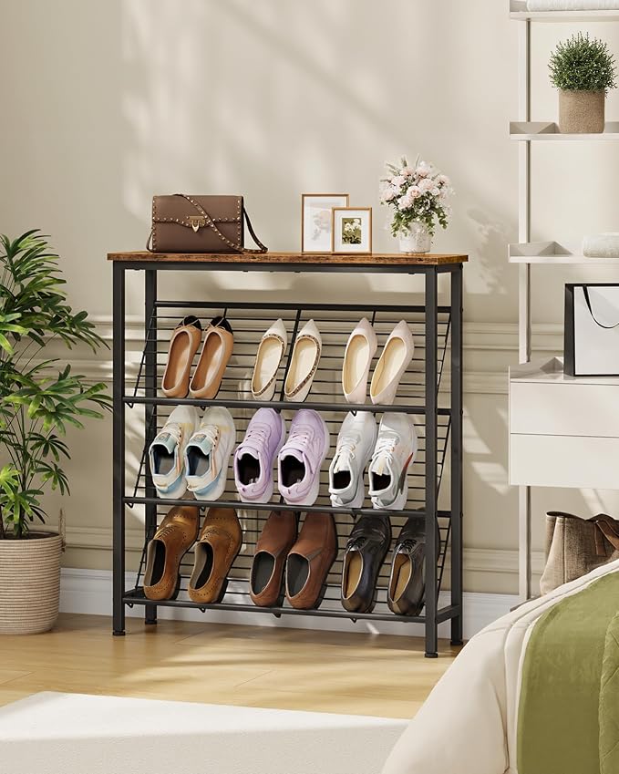 CHOEZON Shoe Rack, 4-Tier Narrow Shoe Storage Shelf, Slim Shoe Rack - Image 4