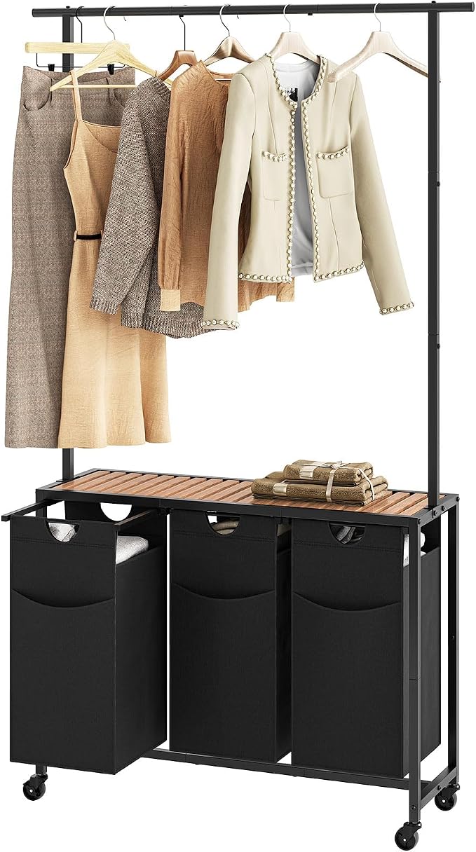 YATINEY Laundry Sorter 3 Section, Rolling Laundry Hamper by Yatiney