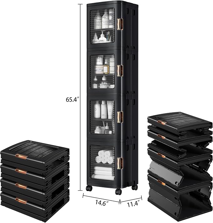 VECELO 4-Tier Tall Narrow Storage Cabinet - Image 2