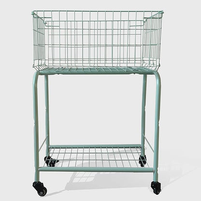 29" Rolling Laundry Cart，Large Capacity Foldable Hamper Basket, MINT Color | - Image 6