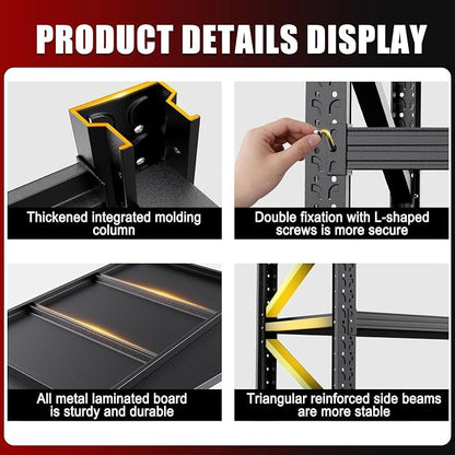 6 Pack Heavy Duty Metal Garage Shelving, 3-Tier Adjustable Storage Shelves - Image 8