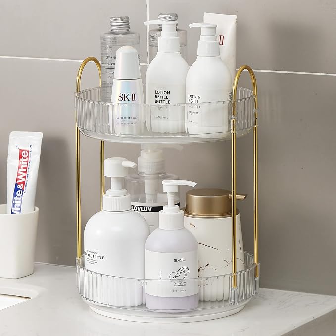 360 Rotating Makeup Organizer for Vanity, Bathroom Countertop Spinning Perfume - Image 2