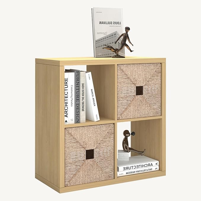 CTESNE【2026 Wooden Thick Frame 4 Cube Storage Organizer Shelf by CTESNE