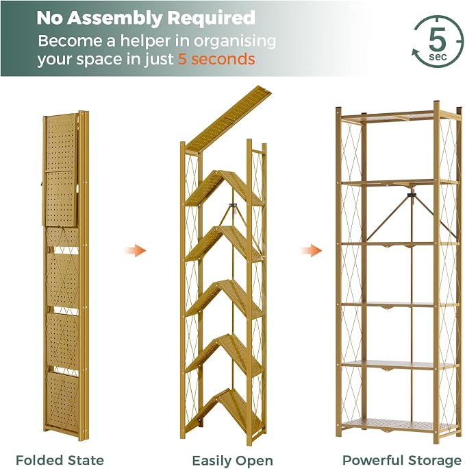 DEANIC 6-Shelf Folding Bookcase - Image 3