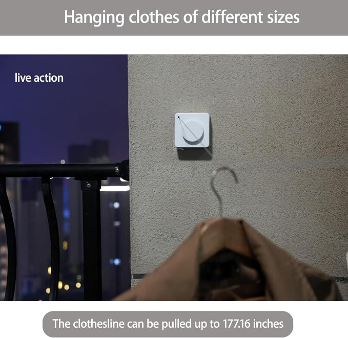 Indoor Retractable Clothesline, Wall-Mounted Heavy Duty Laundry Line, Stainless - Image 2