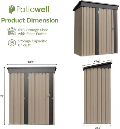 Patiowell 5x3 FT Outdoor Storage Shed - Image 2
