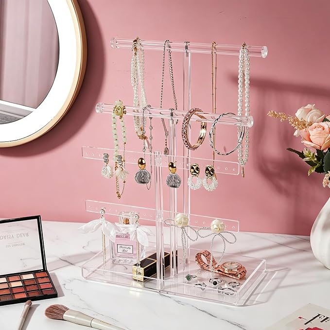 4-Tier Acrylic Jewelry Organizer Stand - Image 3